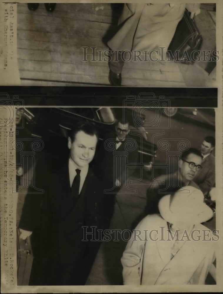 1955 Press Photo Nelson Rockefel, President as he enters the temporary white