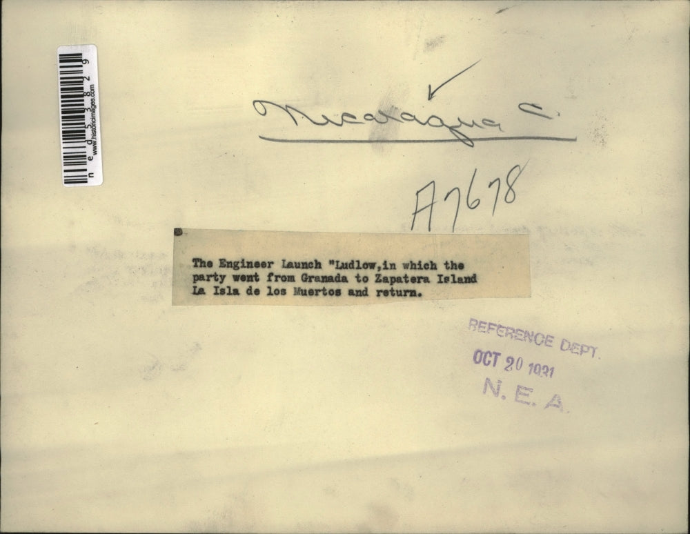 1931 Press Photo Engineer launch Ludlow at Zapatera Island Nicaragua