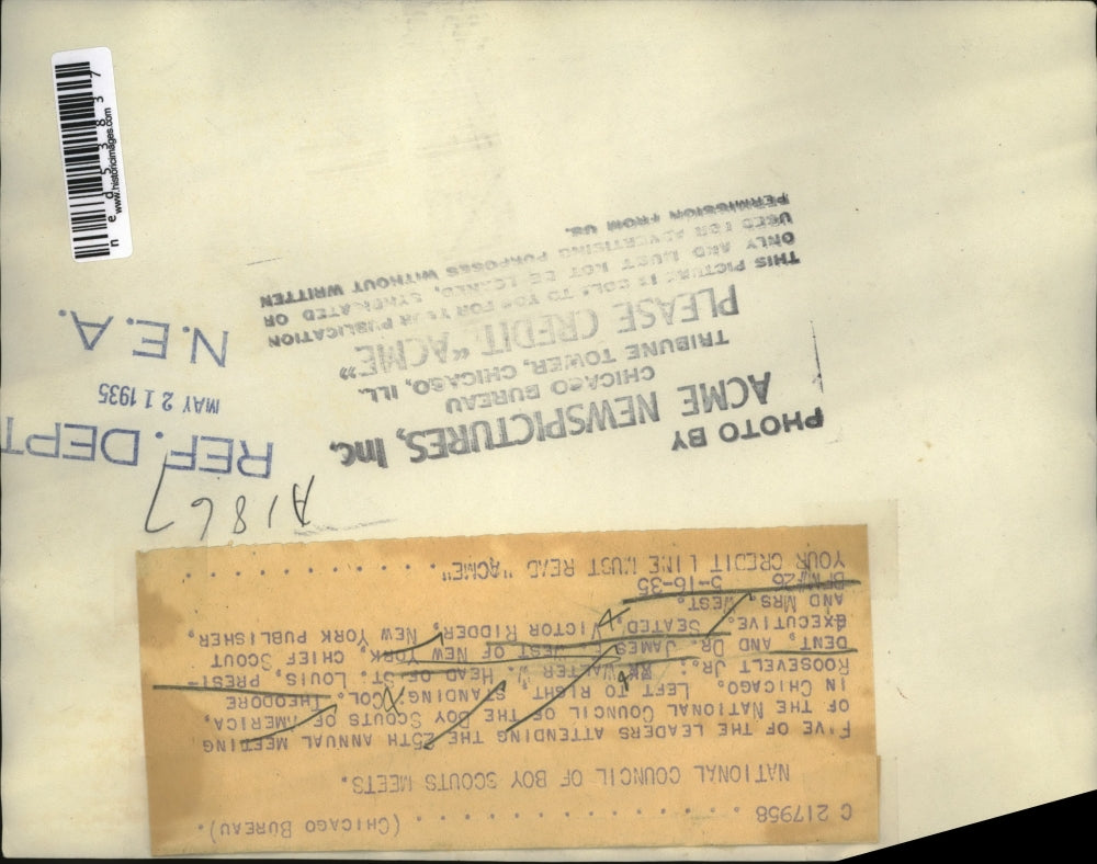 1935 Press Photo Natl Council of Boy Scouts, Col Theo Roosevelt Jr, WJ Head