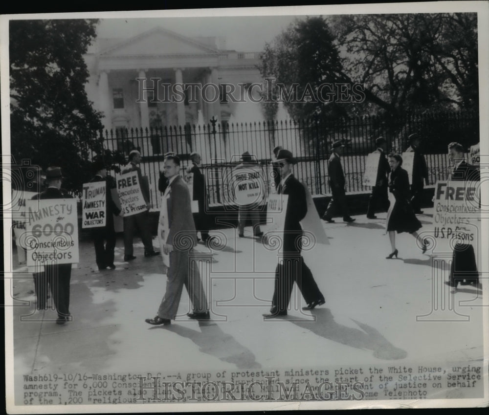 1946 Press Photo Wash DC Protestant ministers protest at the White House