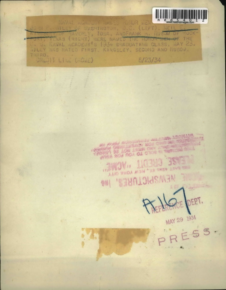 1934 Press Photo John B. Wiley, Neil E. Kingsley, And Frank A. Nusom