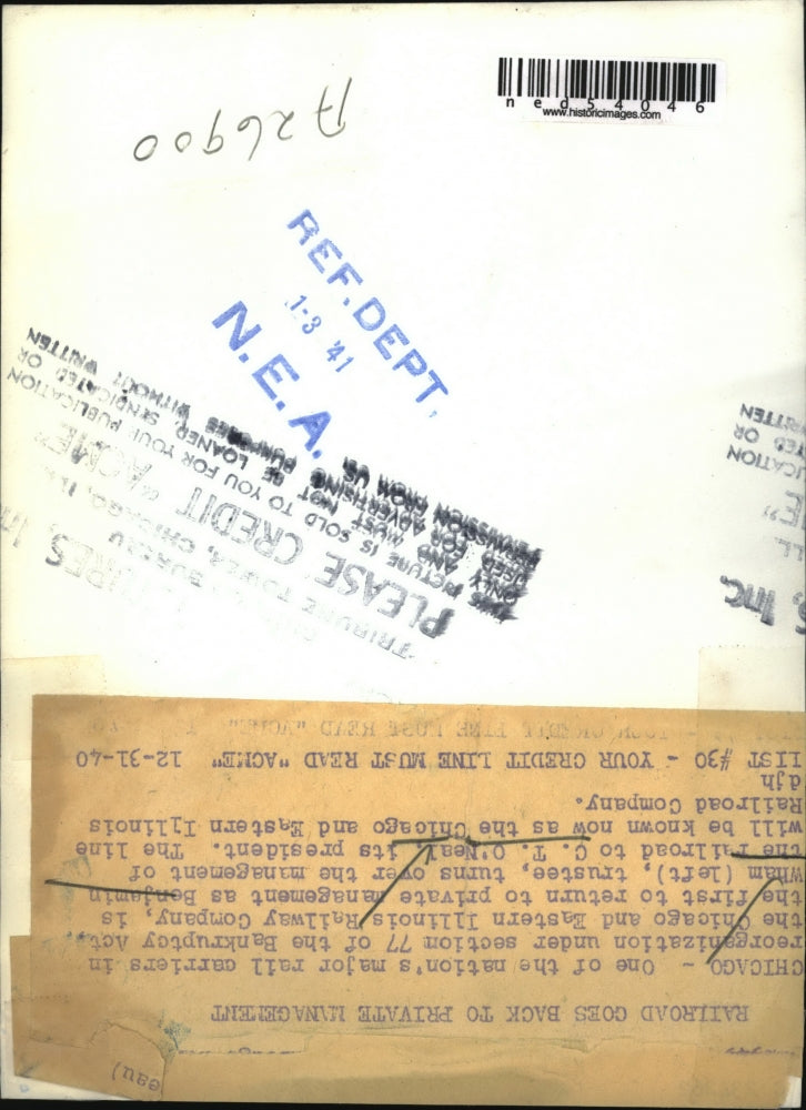 1940 Press Photo Chicago The Chicago and Eastern Illinois Railway Company in