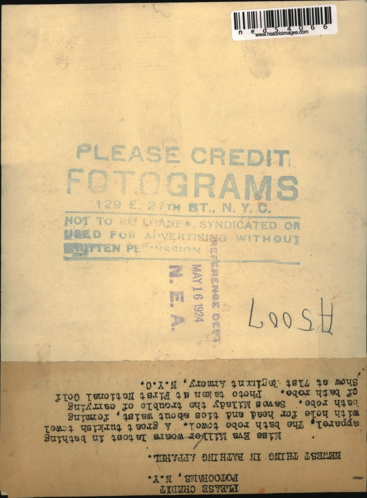 1924 Press Photo Miss Eva Miller in lastest bathing apparel in NYC