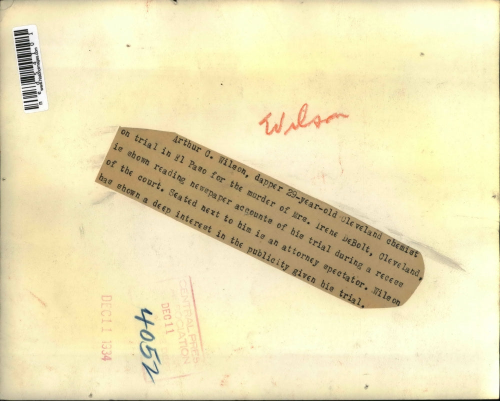 1934 Press Photo rthur G Wilson 29 year old Cleveland Chemist is on trial for