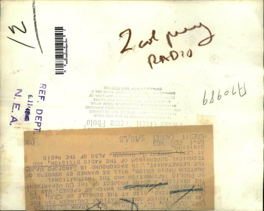 1948 Press Photo Lake Success NY Brig Gen Frank Stener, UN communications