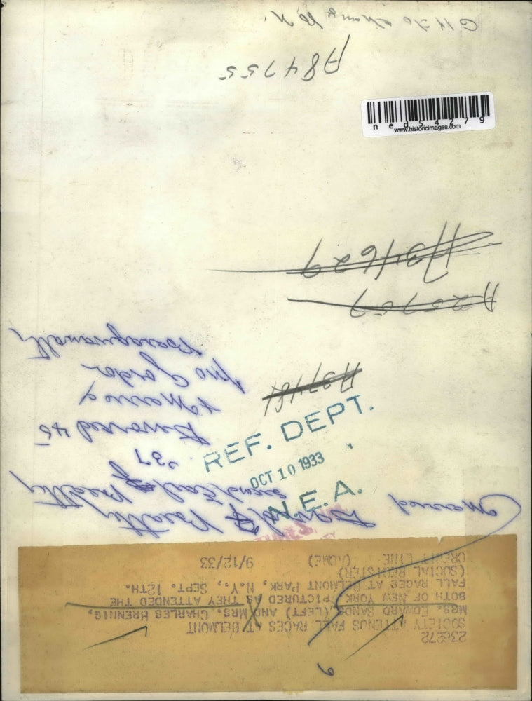 1933 Press Photo Mrs Edward Sander & Mrs Charles Brening at Belmont track