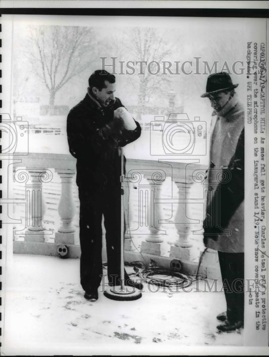 1961 Press Photo Charles Wetzel on the inaugural event at a snowy weather- Historic Images