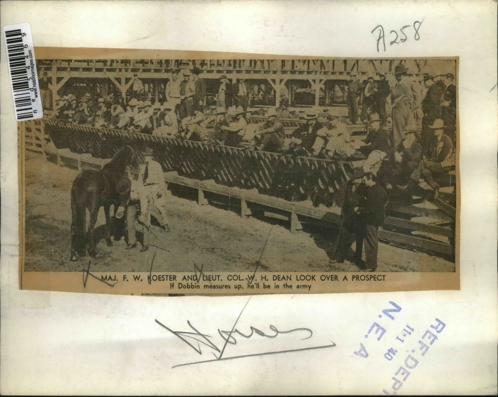 1940 Press Photo Maj. F.W. Koester and Lieut. Col. W.H. Dean