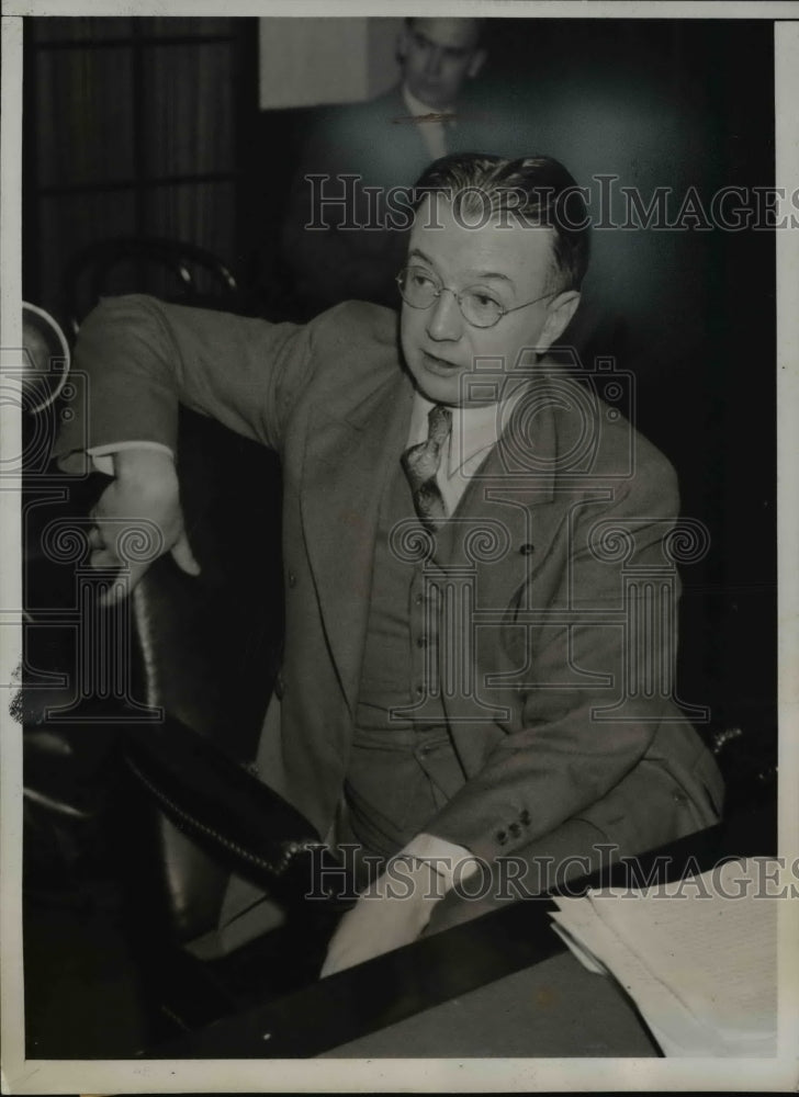 1938 Press Photo John Harrington Testifying Before Senate Judiciary Subcommittee