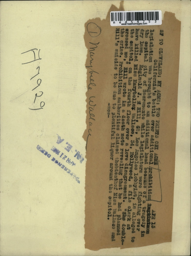 1927 Press Photo Marybelle White Killed By Reginald J Hill