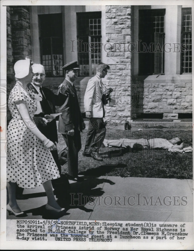 1958 Press Photo Princess Astrid of Norway with her escorts- Historic Images