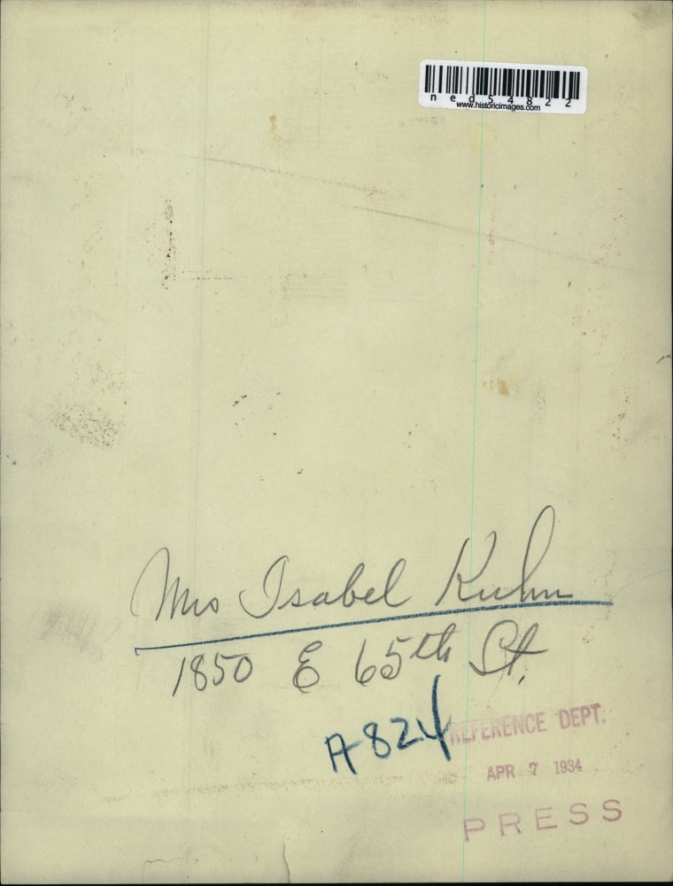 1934 Press Photo Mrs. Isabel Kuhm