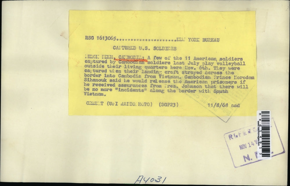 1968 Press Photo Captured American Soldiers