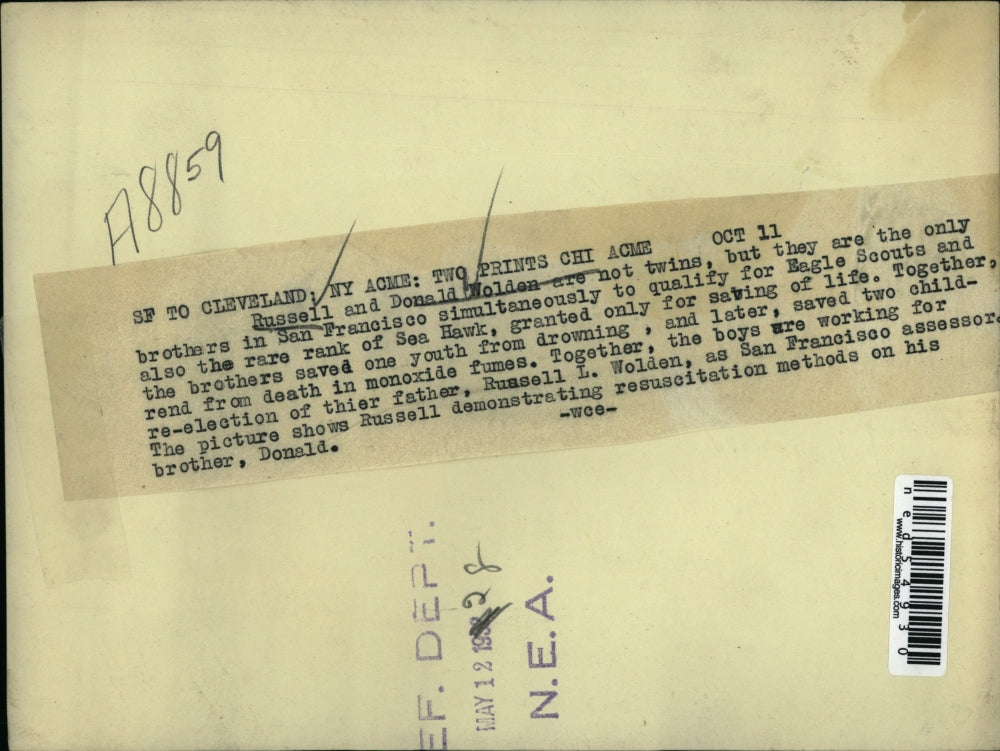 1928 Press Photo Russell & Donald Wolden, brothers to qualify for Eagle Scouts