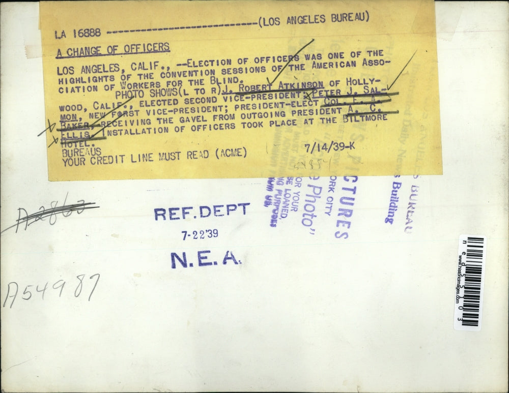 1939 Press Photo J. Robert Atkinson, Peter J. Salmon, E.A. Baker, A.C. Ellis