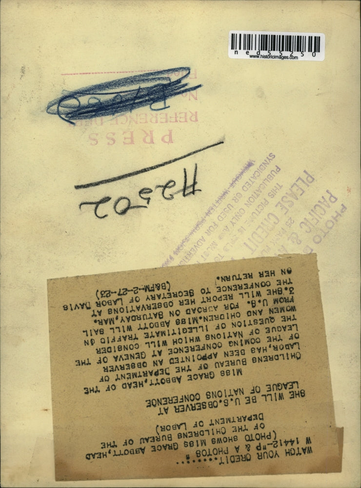 1923 Press Photo Grace Abbott to be US observer at League of Nations Conference