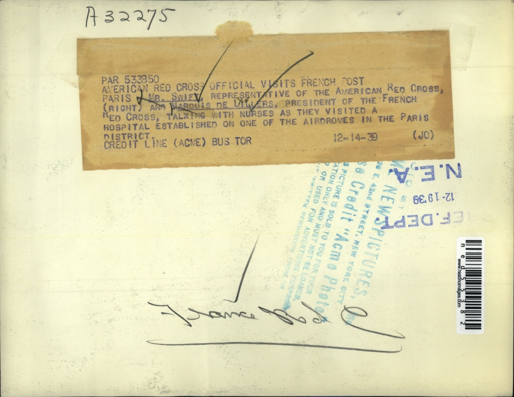 1939 Press Photo Mr. Swift and Marquis De Lillers