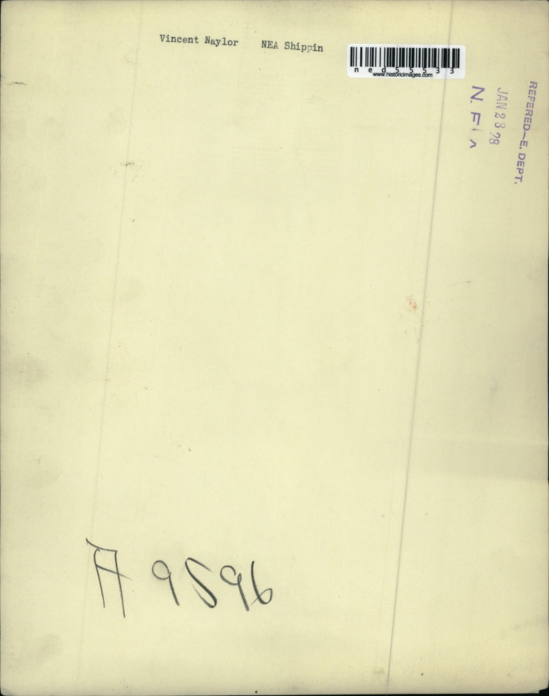 1928 Press Photo Vincent Naylor of NEA Shippin - ned55533