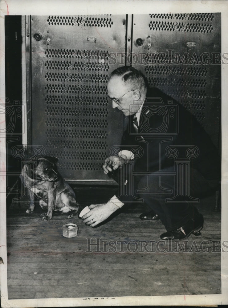 1947 Press Photo Orange NJ Policeman Henry Breitenkam found Pepsy trotting at