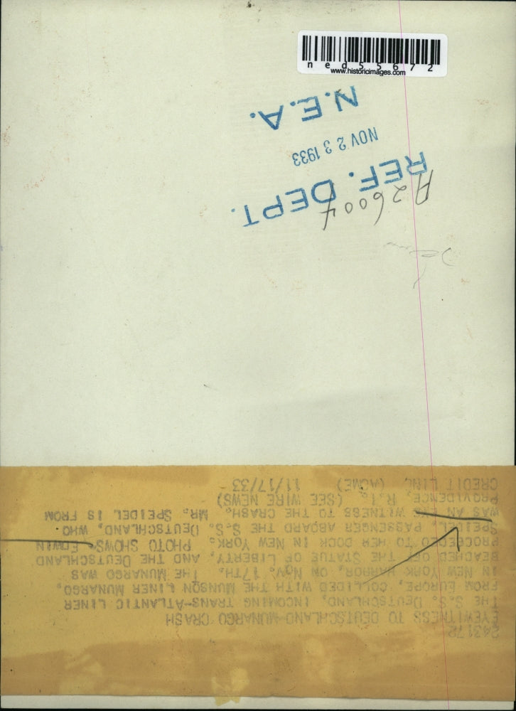 1933 Press Photo Edwin Speidel, witness passenger of SS Deutschland - ned55672