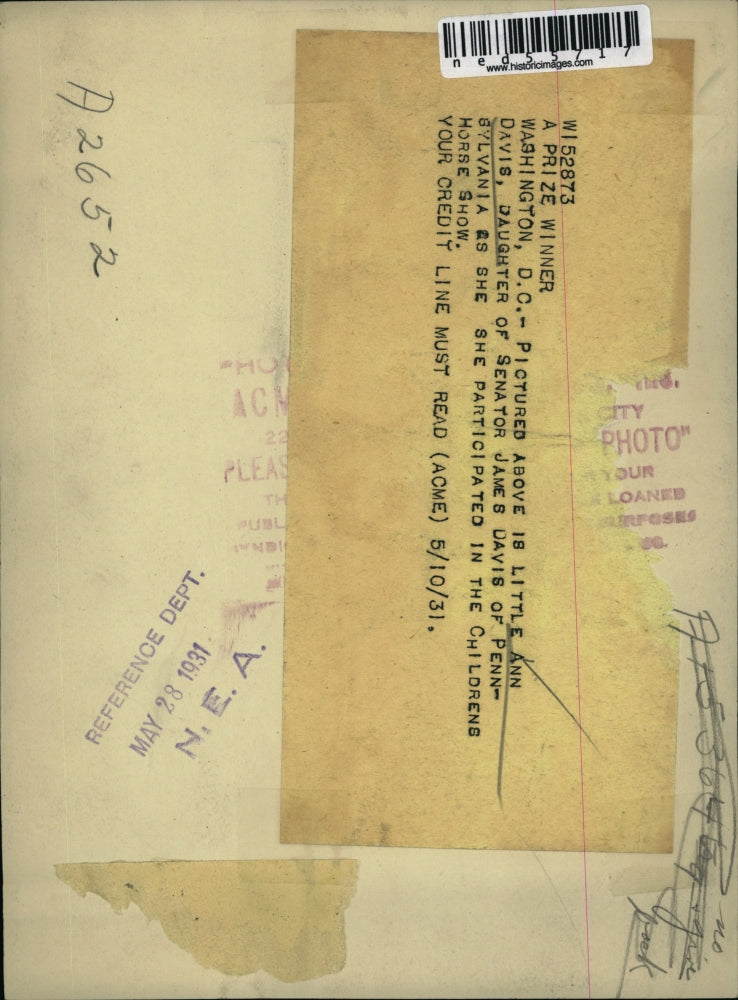 1931 Press Photo Wash DC Ann Davis daughter of Senator James Davis