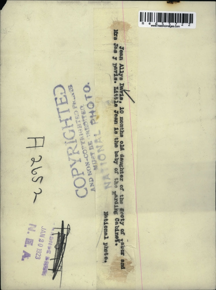 1923 Press Photo Jean Allys Davis, baby of the Harding Cabinet