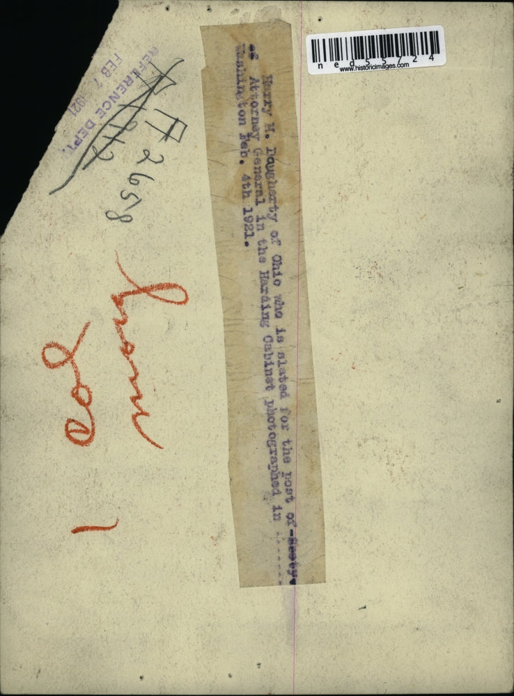 1921 Press Photo Harry Daugharty in Washington