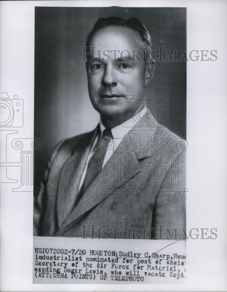 1955 Press Photo Dudley Sharp for Asst Sec of Air Force for Materiel