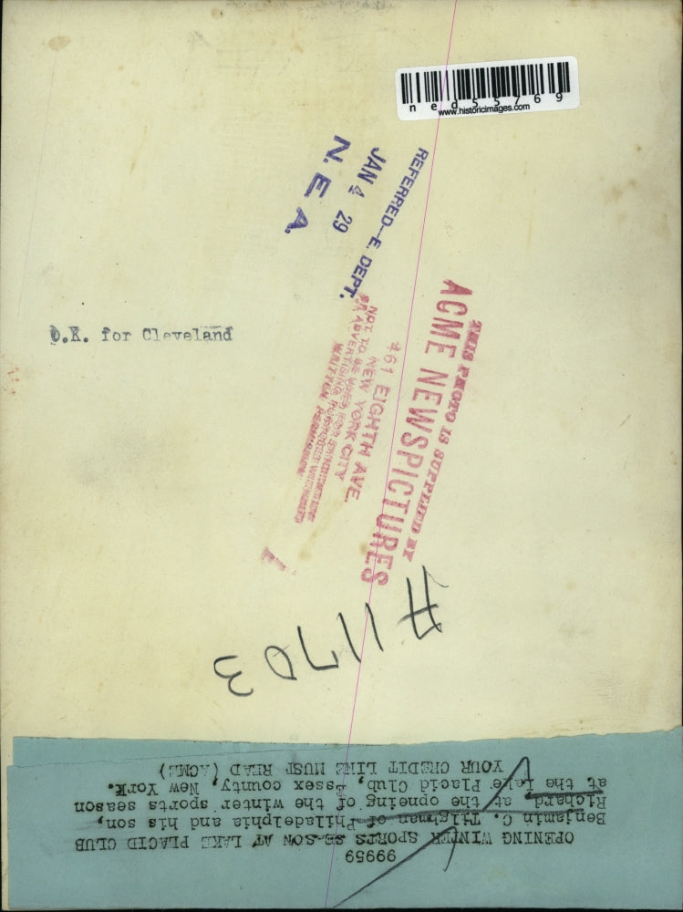 1929 Press Photo Benjamin Tilgham and his son Richard at Lake Placid Club