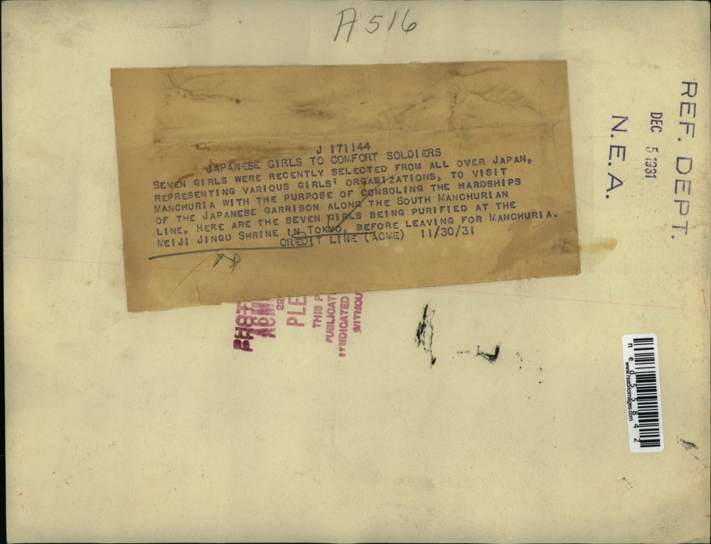 1931 Press Photo Japanese girls purified at Meiji Jingu Shrine in Tokyo