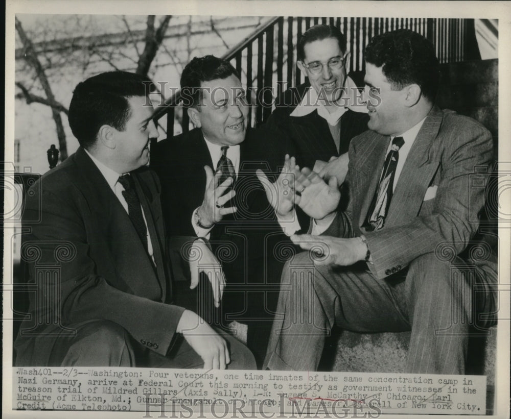 1949 Press Photo Four Veterans arrive at Federal Court to testify