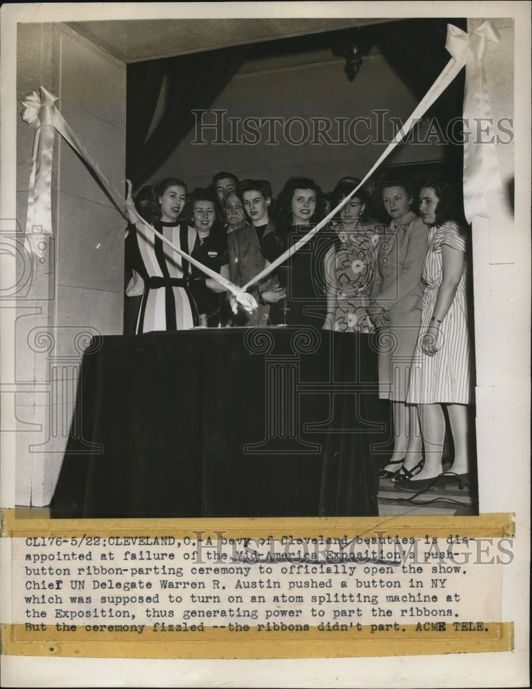 Load image into Gallery viewer, 1947 Press Photo Cleveland A bevy of beauties disappointed at failure of the Mid

