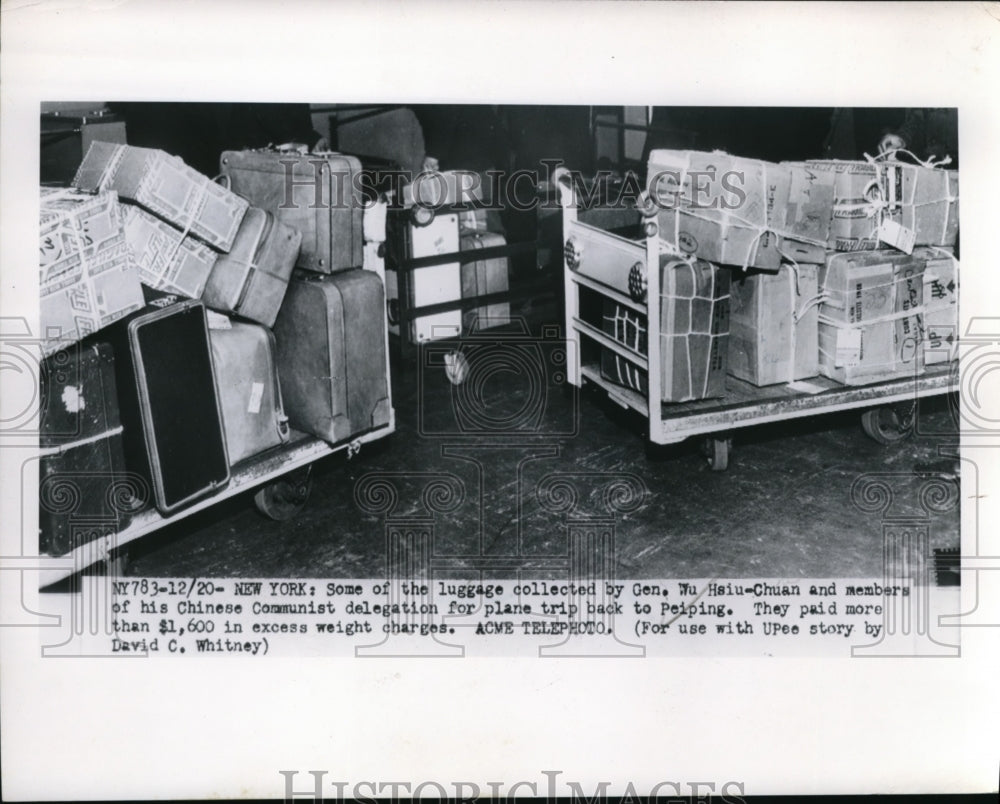 1951 Press Photo General Wu Haiu-Chuan and Chinese Communist Delegation luggage