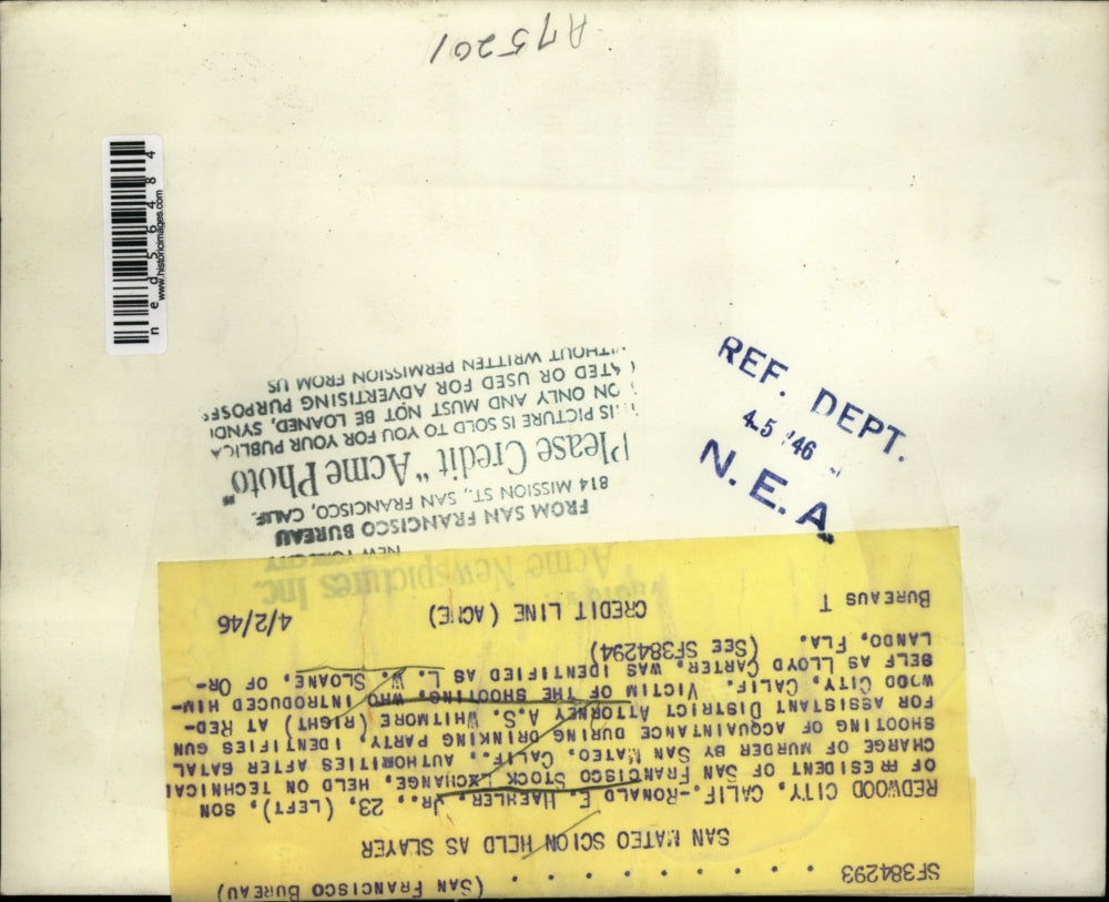 1946 Press Photo Ronald E. Haehler, Jr. with attorney A.S. Whitmore