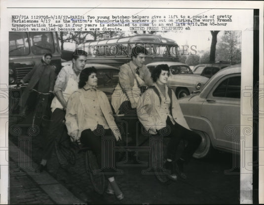 1957 Press Photo Young Butchers' Gift