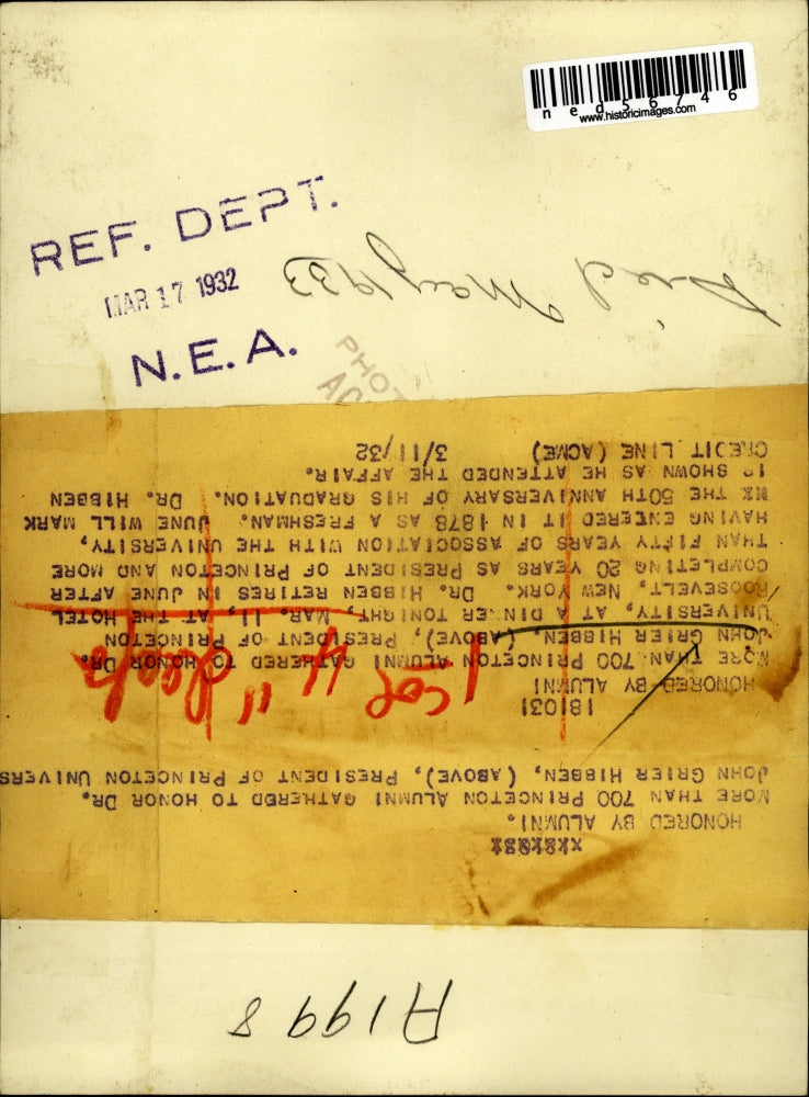 1932 Press Photo Dr. John Grier Hibben