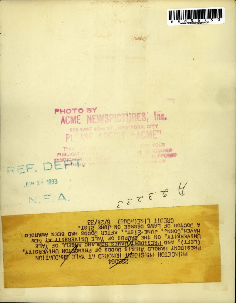 1933 Press Photo President Harold Willis Dodds of Princeton University