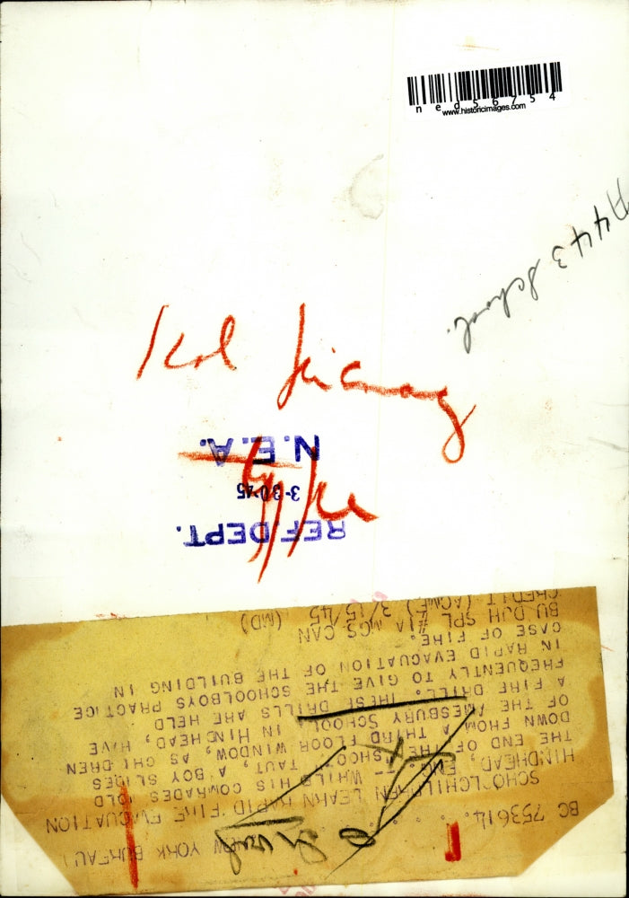 1945 Press Photo The fire drill at the Amesbury School