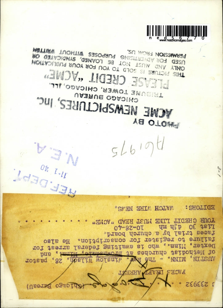 1940 Press Photo Rev. Winslor Wilson Pastor of Methodist Churches at Minn,