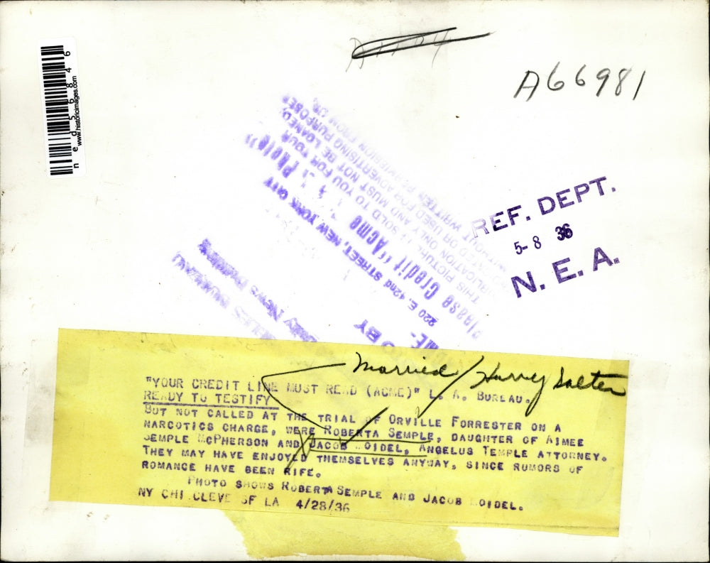 1936 Press Photo Roberta Semple ready to testify at trial of Orville Forrester