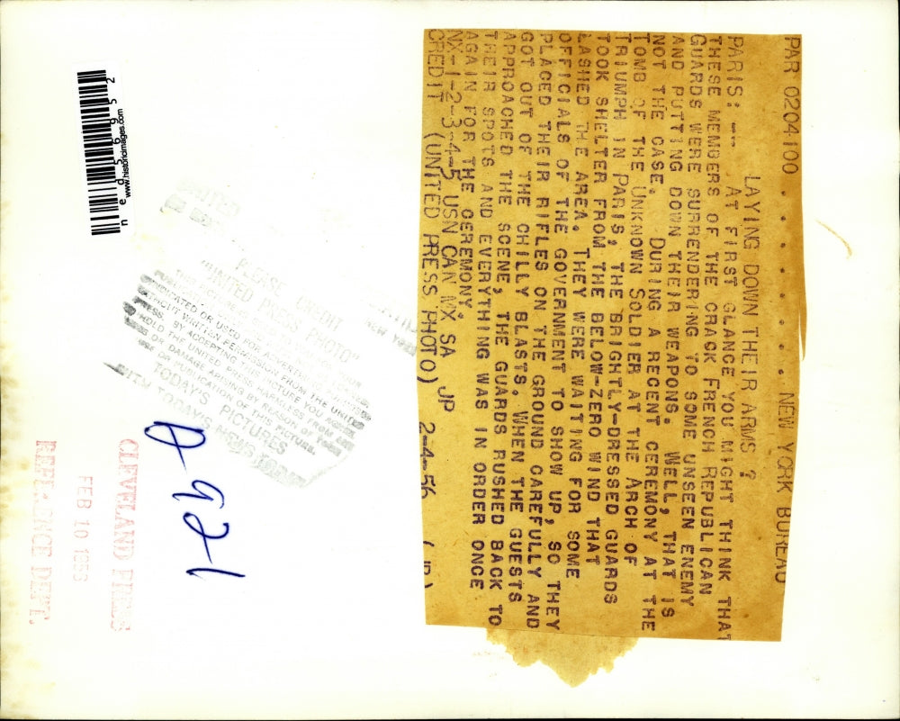 1956 Press Photo Members of French Republican Guards at the ceremony