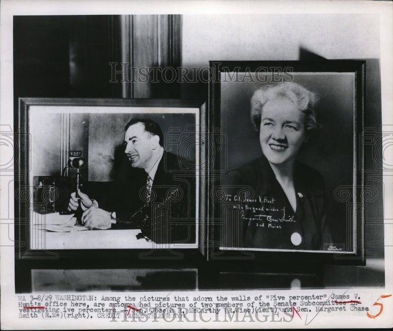 Load image into Gallery viewer, 1949 Press Photo Senator Joseph R. McCarthy &amp; Senator Margaret Chase Smith
