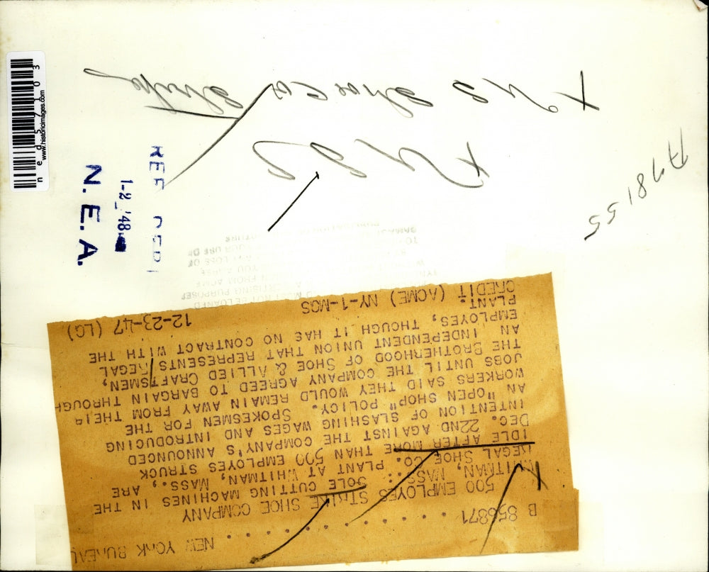 1948 Press Photo The sole cutting machines in the Regal Shoe Company Plant