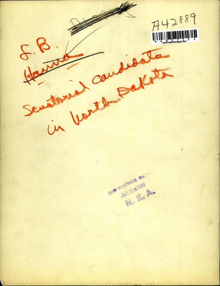 1926 Press Photo L.B. Harris Senatorial Candidate