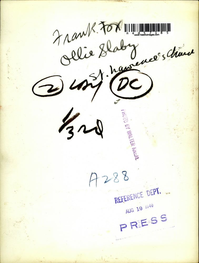 1940 Press Photo Frank Fox & Ollie Slaby of St. Lawrence's Church