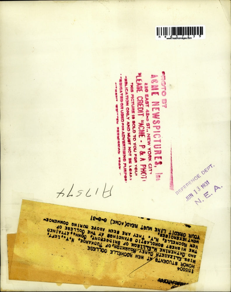 1931 Press Photo Miss Elizabeth Carey Roughton, and Catherine Ellizon,