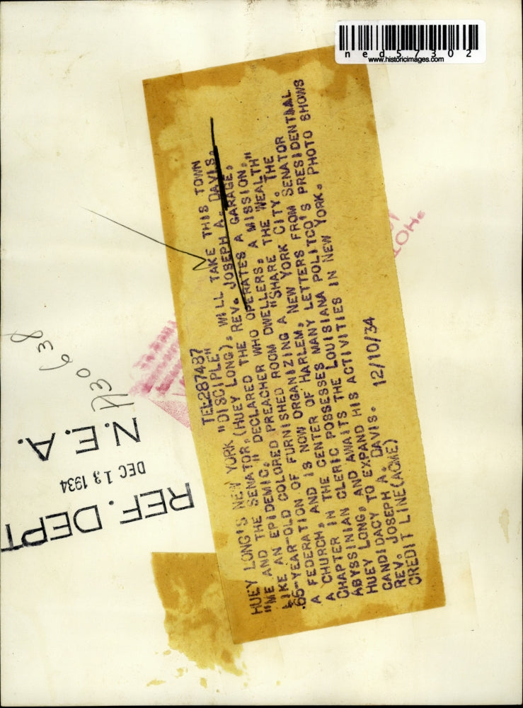 1934 Press Photo Reverend Joseph A. Davis