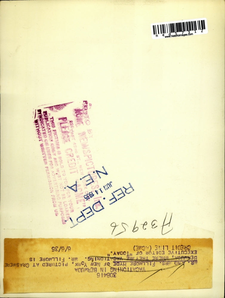 1935 Press Photo Mr. & Mrs. Fillmore Hyde vacationing in Bermuda