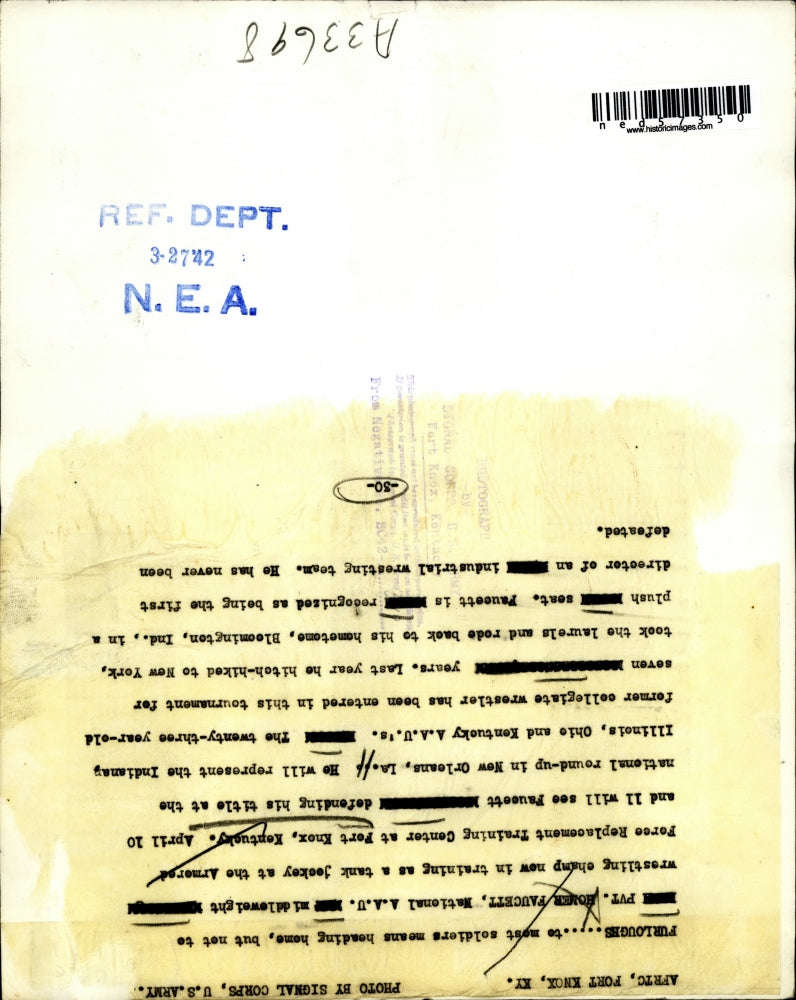 1942 Press Photo Undefeated Pvt. Homer Faucett