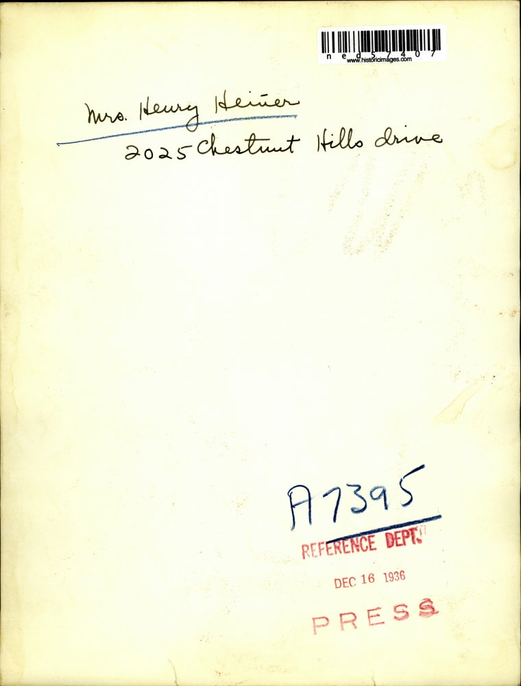 1936 Press Photo Mrs. Heury Heiver, 2025 Chestnut Hills Drive